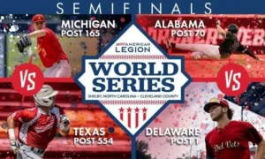 A poster of the 2 0 1 9 american legion world series.