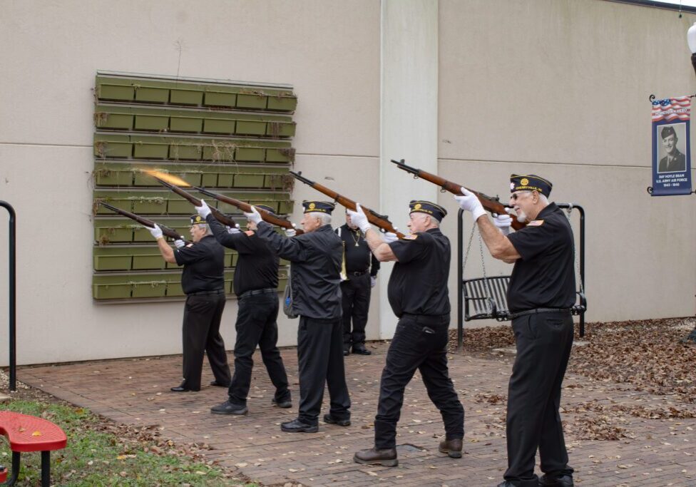 Cherryville NC Veterans firing their guns for the ceremony.