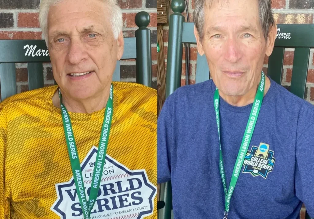 Ken Link and Danny Eaker, both announcers for the American Legion World Series.